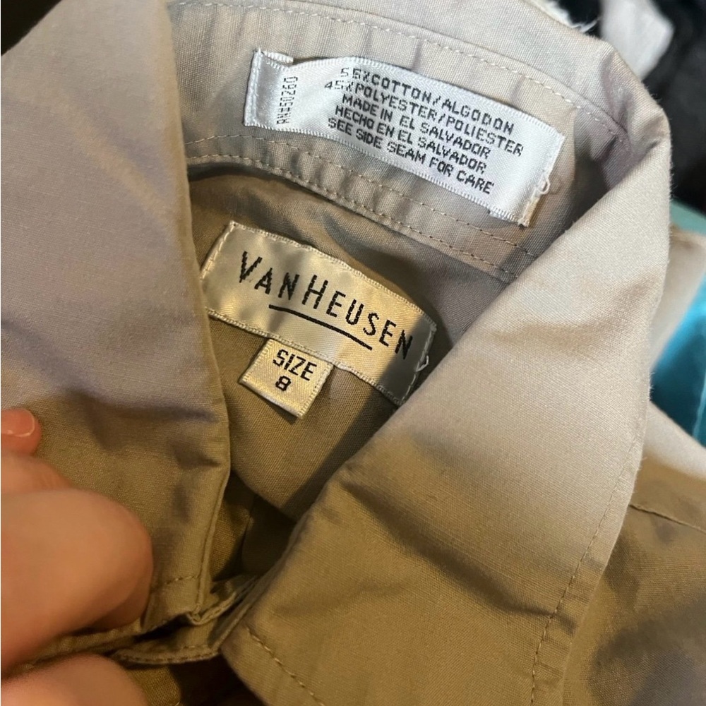 Van Heusen Kids Taupe Button-Down Shirt - Picture 2 of 2